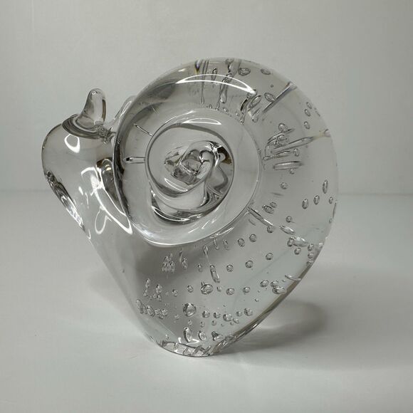 Clear Art Glass Snail Paperweight Figurine 3" Nature Minimalist Eclectic - Picture 4 of 16